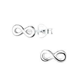 FRIEDA+PAUL Infinity Symbol Ladies Women Girls Necklace Pendant Stud Earrings Set of 4 925 Sterling Silver Tarnish-Resistant Jewellery Box, Sterling Silver