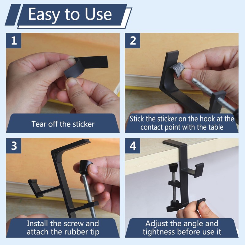 Bayyeskey Desktop Hook Under-Table Handbag Hanger Wallet Hook Simple for