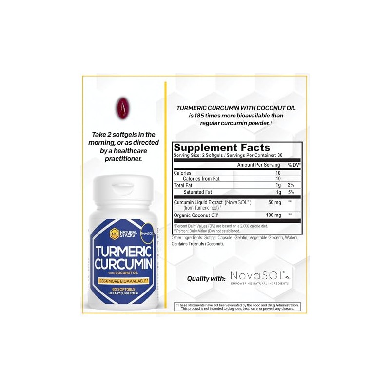 Cúrcuma con Aceite de Coco Natural Stacks 60 Cápsulas