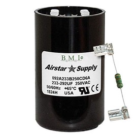 233-292 uF x 220 250 VAC - BMI/USA Start Capacitor # 092A233B250CD6A with Bleed Resistor