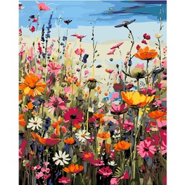 SOTYIOO Paint by Number Kit for Adults - Flowers Acrylic Painting - 16” x 20” - 3 Brushes - Non-Toxic