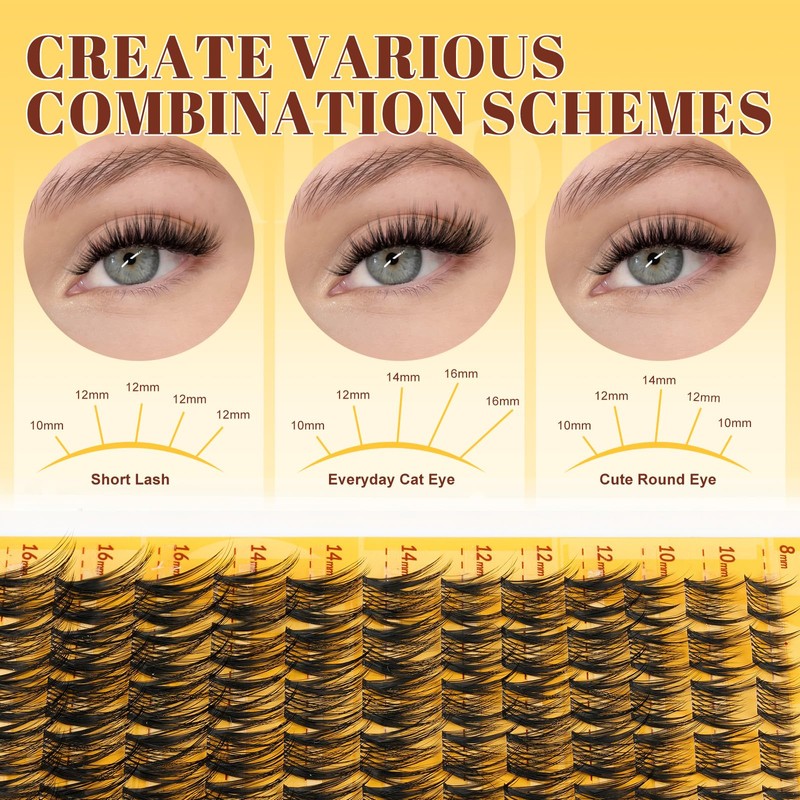 Lash Clusters Kit with 0.03mm Fine Band, 120PCS Waterproof Manga