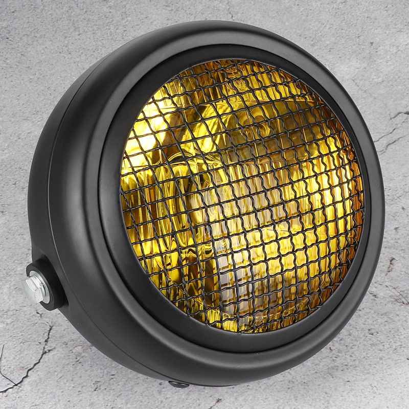 7in 55W Motorcycle Grill Headlight Retro Style Halogen Head Lamp