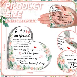 Kigley Valentine Gifts for Girlfriend Heart Acrylic Sign Birthday Gift to My Girlfriend from Boyfriend Anniversary Acrylic Plaque Gift Xmas Valentine Gift for Wife Girlfriend Fiancee Bride Women