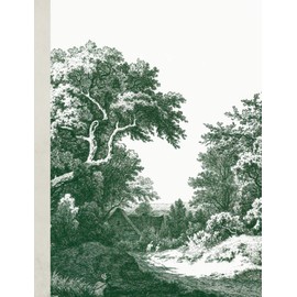 Notebook: Vintage Forest Cottage Illustration, Green Botanical - College Ruled, 120 Pages, 7.44 x 9.69 Inch