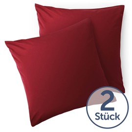 Blumtal Set of 2 Cushion Covers, 50 x 50 cm, with Zip, Pillow Case Made of Soft Brushed Microfibre Fabric, Oeko-Tex® Certified, Aurora Red