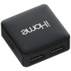 iHome IH-U200B Center Link 4 Port Travel USB Hub (Black)