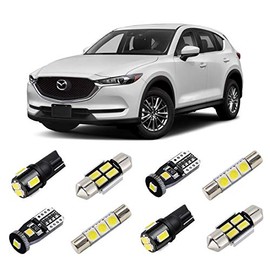 BRISHINE White Interior LED Lights Kit for Mazda CX-5 2013 2014 2015 2016 2017 2018 2019 2020 2021 Super Bright 6000K LED Interior Light Bulbs Package + License Plate Lights and Install Tool