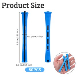 80 Pieces Perm Rods 0.35 inch Perm Rollers Cold Wave Hair Perming Rods Small Plastic Hair Rollers for Women Men Long Short Hair Styling Tool Hair Curlers, Blue