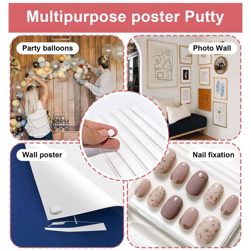 96 Pcs Adhesive Poster Sticky Tack, Reusable Removable Non-Toxic Mounting