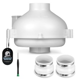 Crispaire 4 inch 150CFM White Radon Mitigation Duct Fan Kit IP67 Waterproof, 2700RPM Ultra-Quiet and Energy-Efficient Ventilation for Indoor/Outdoor Use
