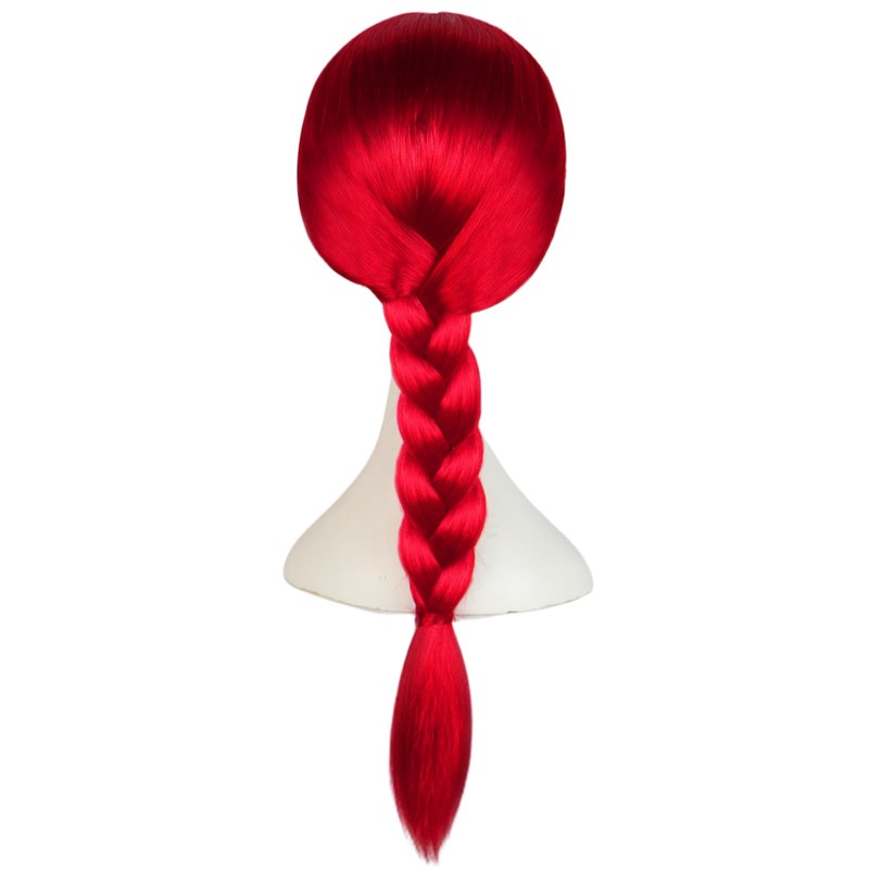 ESUNO 25Inch Red Braided Wig Cowgirl Wigs Red Cowboy Wig