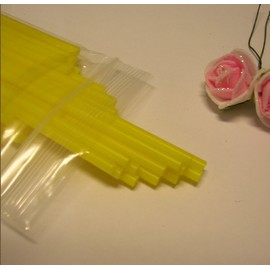 50pcs 6" Yellow Plastic Lollipop Sticks + 50 Bags + 50 Paper Yellow Twist Ties