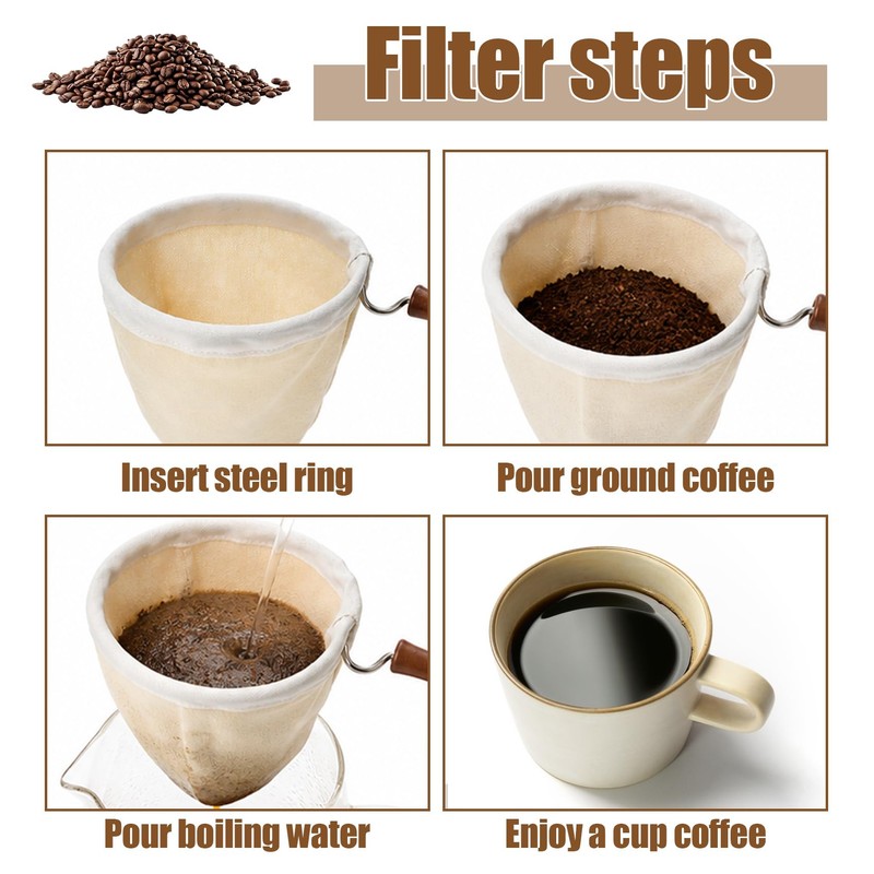 1 Pack Coffee Sock Filter, Colador De Cafe Reusable Cotton