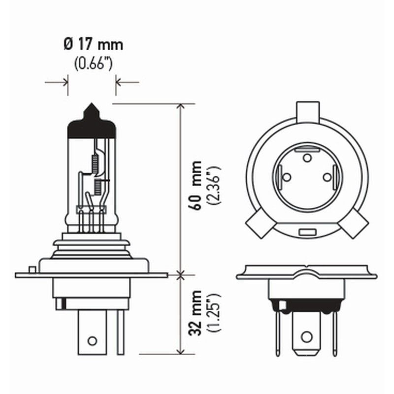 HELLA H4 100/80WTB High Wattage Bulbs, 12V