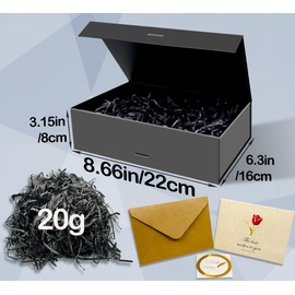 RUIXUE Black Gift Box 3 Packs 22x16x8 cm,Gift Boxes with Lids Greeting Cards and Shredded Paper,Gift Boxes for Presents,Suitable for Gift Wrapping Birthday Wedding Christmas.