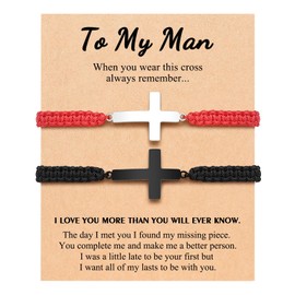 UNGENT THEM Mens Valentine Day Gifts for Him Husband from Wife Mens Birthday Gift Ideas To My Man Red Bracelet Christian Christmas Anniversary Birthday Gifts for Men Boyfriend Fiance