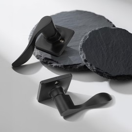 GOBEKOR 1 Pack Door Handles Matte Black Dummy Door Lever Wave Interior Closet Door Handle for Lef and Right-Handed Doors