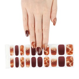 NKA Semi Cured Gel Nail Strips, 20 Gel Nail Wraps Strip, UV Lamp curing Nail Stickers-CRIMSON EARTH