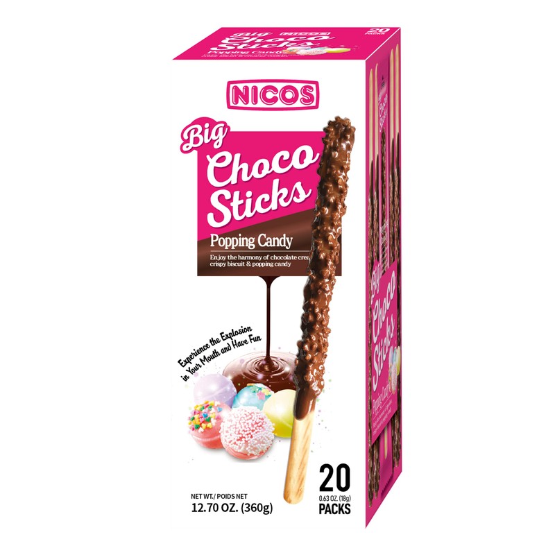 Nicos big choco sticks Popping candy 20ct -Feel the Pop-