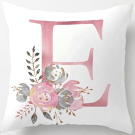 Tillskuch Cushion Cover, 40 x 40 cm, Pink Cushion Covers, Letter Sequence, Decorative Cushion, Sofa Cushion, Couch Cushion, Decorative Cushion Cover for Living Room, Bedroom (E)