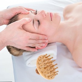 GLEAVI Wooden Massage Comb Wide Tooth Hair Brush Shampoo and Dry Hair Scalp Care Brush Round Tip Scalp Massager Comb Guasha Tool for Dandruff Removal Hair Growth