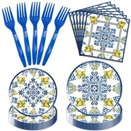 96Pack Capri Lemon Paper Plates and Napkins Sets, Party Decorations Plates Capri Lemon Supplies Tableware for Kids (Capri Lemon)