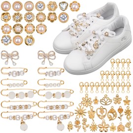 Aphlos 114PCS Clip-On Sneaker Decoration Charm Set, DIY Shoe Decorations with Bows, Pins, Pendants, Shoe Jewelry for Laces, Hats, Bags, Socks, Clothes