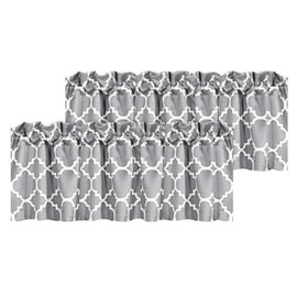 H.VERSAILTEX Blackout Curtain Valances for Kitchen/Bathroom - Thermal Insulated Window Valances for Living Room/Bedroom Rod Pocket Short Curtains (2 Panels) Dove and White, 52x18 inch