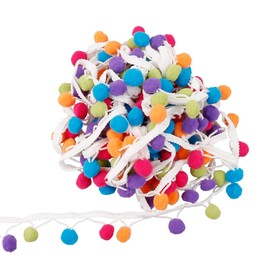 Multicolor Pom Pom Trim Ball,Fringe Trim Ribbon for Clothing Accessories Crafts,5m Sewing Ribbon
