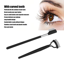 2pcs Eyelash Comb Set, Folding Lash Separator Stainless Steel Teeth Eyelash Grooming Brushes Travel Eye Lash Comb