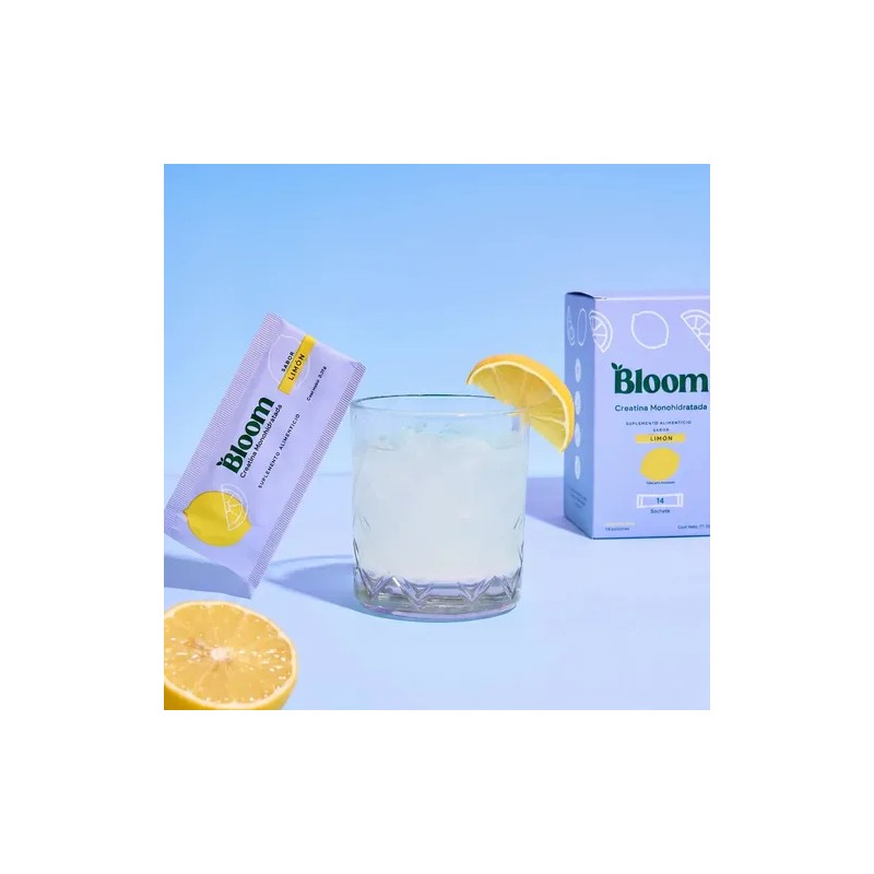 Bloom Creatina Monohidratada En Sobres Prácticos 14 Pzas Limón