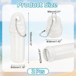 sourcing map 2Pcs Floating Keychain, Float Key Ring Holder with Waterproof Container, Float Key Pendant for Boating, Fishing, Water Sports, White