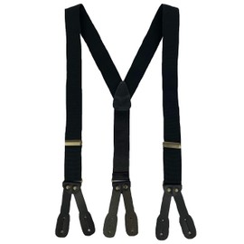 Canvas Old West Y-Back Button End Suspenders in Multiple colors and Sizes (Black, 48 Inch (Big + Tall))