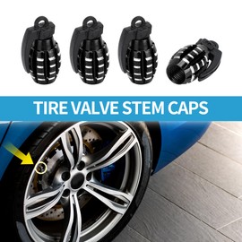 A ABSOPRO Tire Valve Stem Caps 14x29MM Car Wheel Valve Cap Aluminum Alloy Black for Car Bike Motorcycle Truck Anti Crash Tyre Valve Stem Cover Valve Dust Cap Tire Valve Cap 4 Pcs