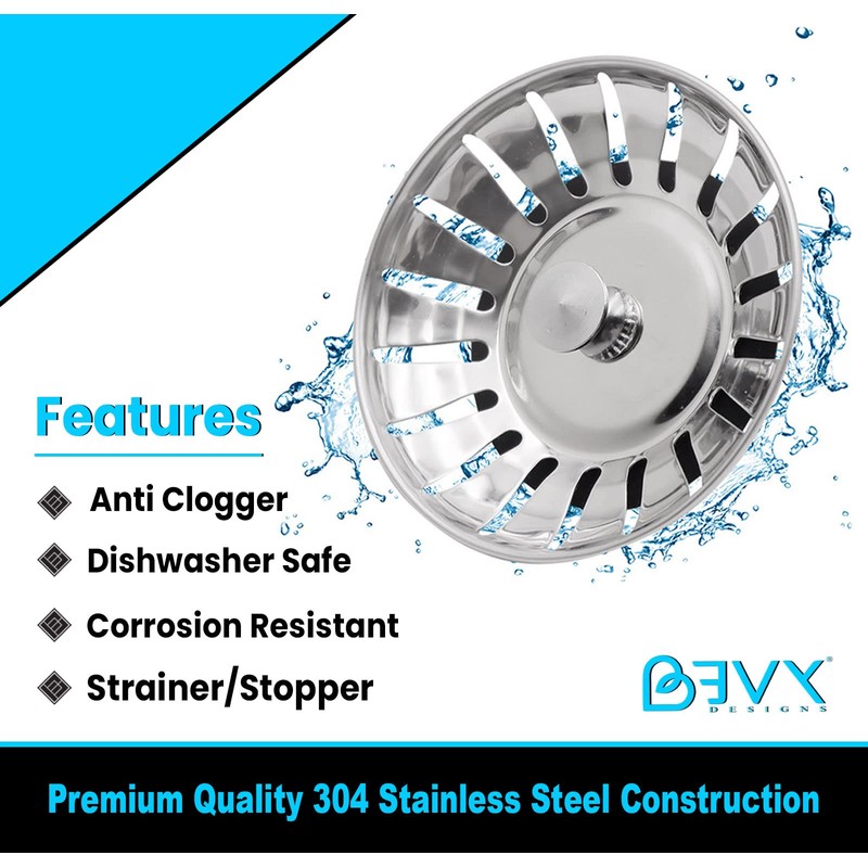 Bevy Designs Kitchen Sink Strainer | Stainless Steel Kitchen Sink