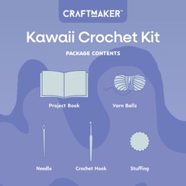Craft Maker Kawaii Crochet Kit – DIY Crochet Projects for Beginners – Create Cute & Colorful Kawaii Characters – Includes Yarn, Hooks & Instructions