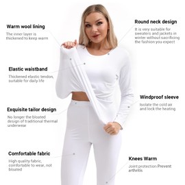 PISIQI Ropa Interior térmica para Mujer Juego de Sudaderas súper Suaves para Johns Pijama para Esquiar en la Parte Inferior de la Blusa térmica de Invierno y la Parte Inferior de la Ropa