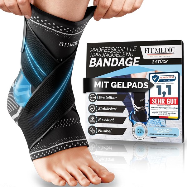 FIT MEDIC Premium Ankle Bandage with Gel Pad – Supportive