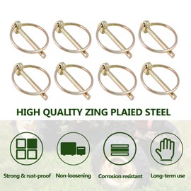 Kemcatui 12 PCS Heavy Duty Linch Pin with Ring, 3/16" x 1-1/2" Linch Pins for Trailer Trolley Trucks Mower, Lynch Pin Assortment Kit