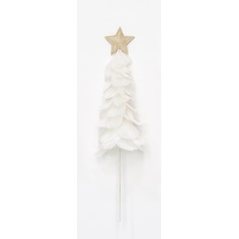 Worth Imports 9" Feather Christmas Tree with Star On 10" Stick, White, Set of 3
