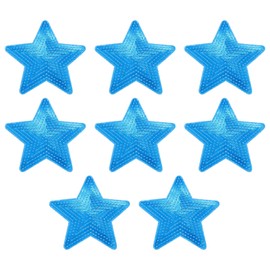 sourcing map 8 Pieces Large Iron on Patches Star Sequin Iron on Applique Embroidered Patches Blue Bling Appliques for Clothes DIY Crafts Bag Pants