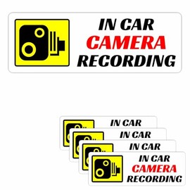 4 x in Car Camera Recording Stickers Security CCTV Signs Warning Labels Go Pro Nextbase Dash Cam Protection Secure Deterrent 87x30mm VC18 (Inside Window to Face Outwards *Not for Tinted Windows*)