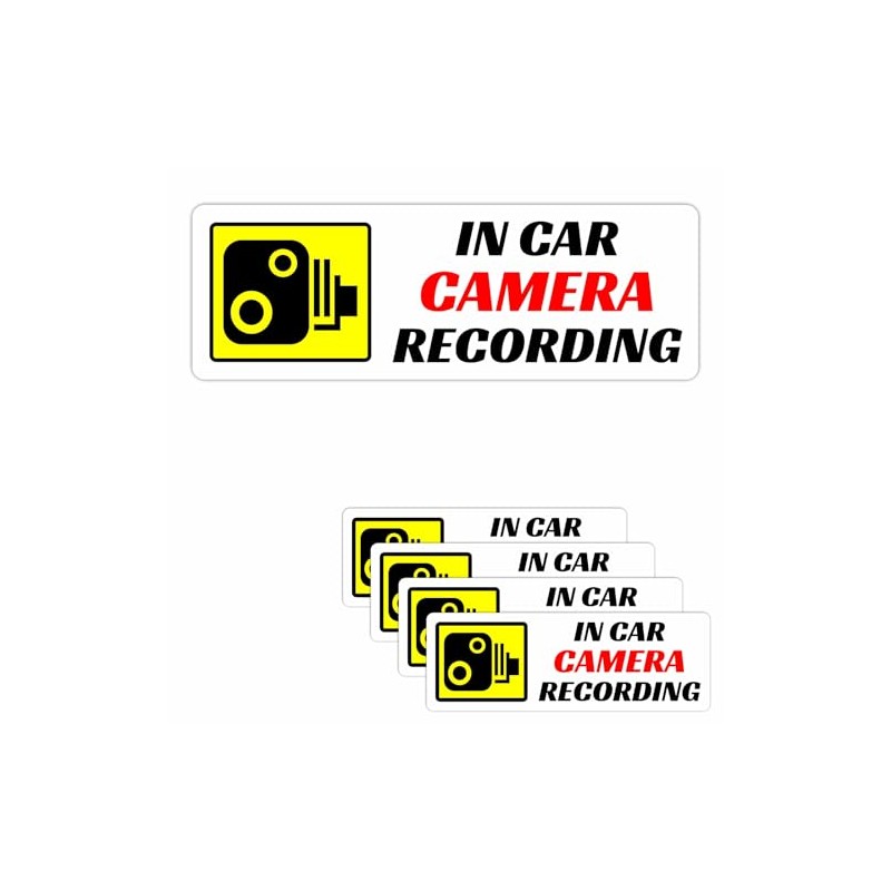 4 x in Car Camera Recording Stickers Security CCTV Signs