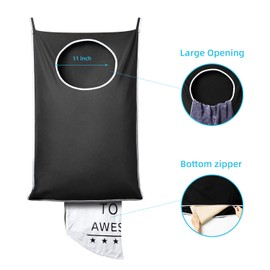 KEEPJOY Large Size 2 Pack Door Hanging Laundry Hamper, XL Hanging Hamper Bag with Large opening and 2 Hooks for Whole Family Dirty clothes Large Size 36.5X22.5 inch Hanging Laundry bag (Black-2pack)