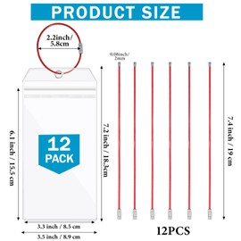 12 Pcs Cruise Luggage Tags Clear Waterproof Cruise Essentials with Loop Reusable PVC Zip Seal Luggage Tag Holder Accessories for Cruise Line Carnival Ship Travel (7.2 x 3.5 Inch, Red)