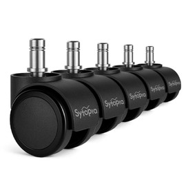 Sytopia Office Chair Wheels Replacement, 2 Inch Caster Wheels for Hardwood Floors and Carpet, Heavy Duty Roller Blade Coster, Replace Office Chair Mats Universal Size 11x22mm, Set of 5, Black