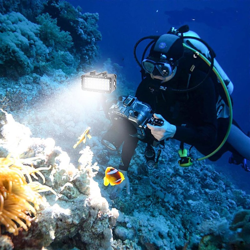 Tiardey Underwater Lighting Powerful Dimmable Waterproof LED Video Light 45M