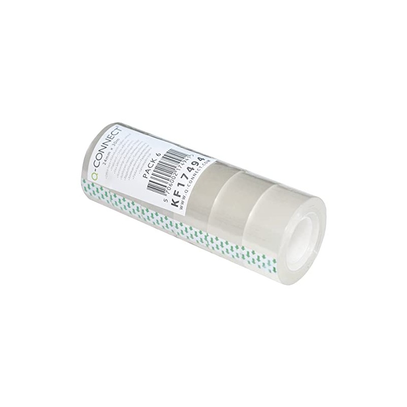Q-Connect KF17494 - Nastro adesivo trasparente, 6 rotoli, 24 mm