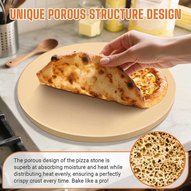 16 Inch Round Pizza Stone for Oven - Cordierite Baking